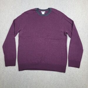 Gap Italian Merino Wool Sweater Mens L Purple Long Sleeve Round‎ Neck Pullover